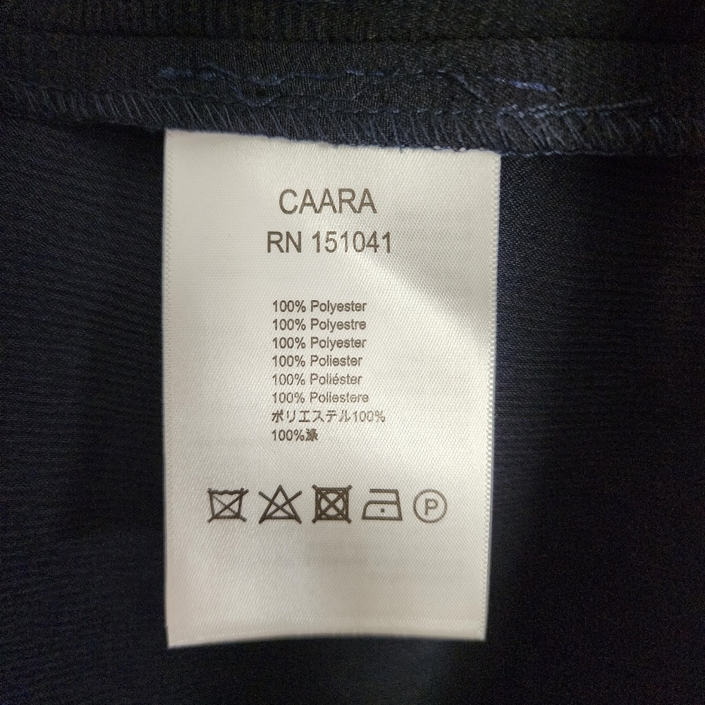 NEW! CAARA Massanet mini Dress, Navy blue, black ruffles, Size M - Picture 8 of 8
